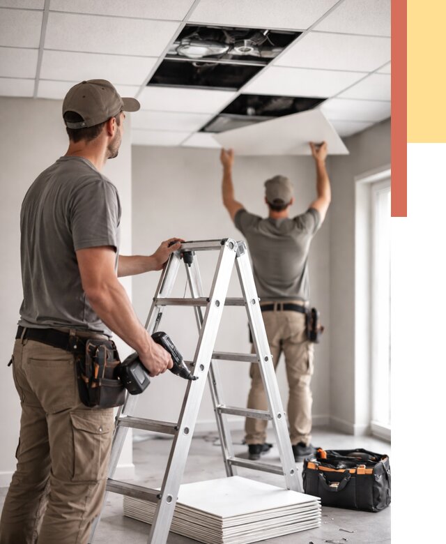 Обслуживание подвесного потолка в Шелехове от 3750 руб. — быстро и недорого | ОТДЕЛОЧНИК-Шлх