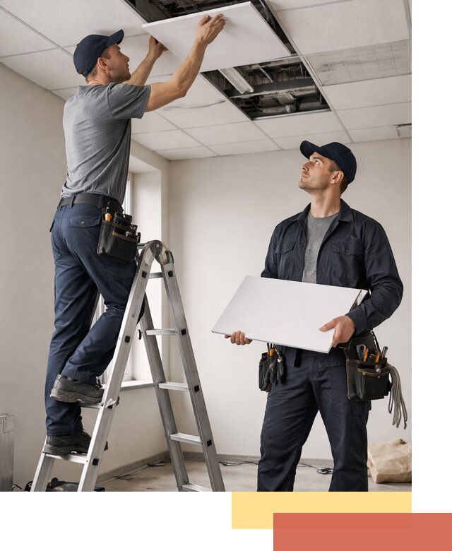 Обслуживание подвесного потолка в Шелехове — ремонт и чистка