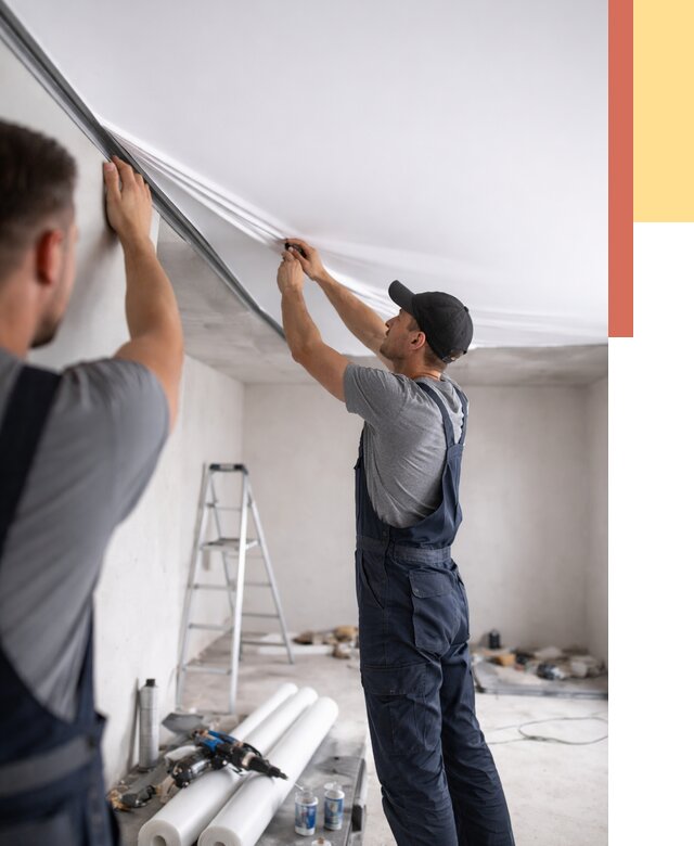 Монтаж матового натяжного потолка в Шелехове от 4822 руб./м² — быстро и недорого | ОТДЕЛОЧНИК-Шлх