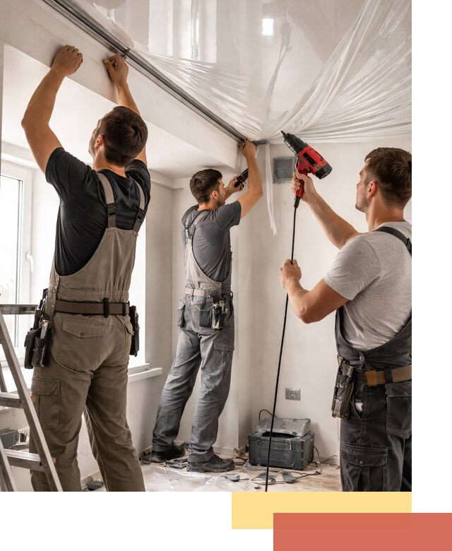 Монтаж глянцевого натяжного потолка в Шелехове быстро и качественно