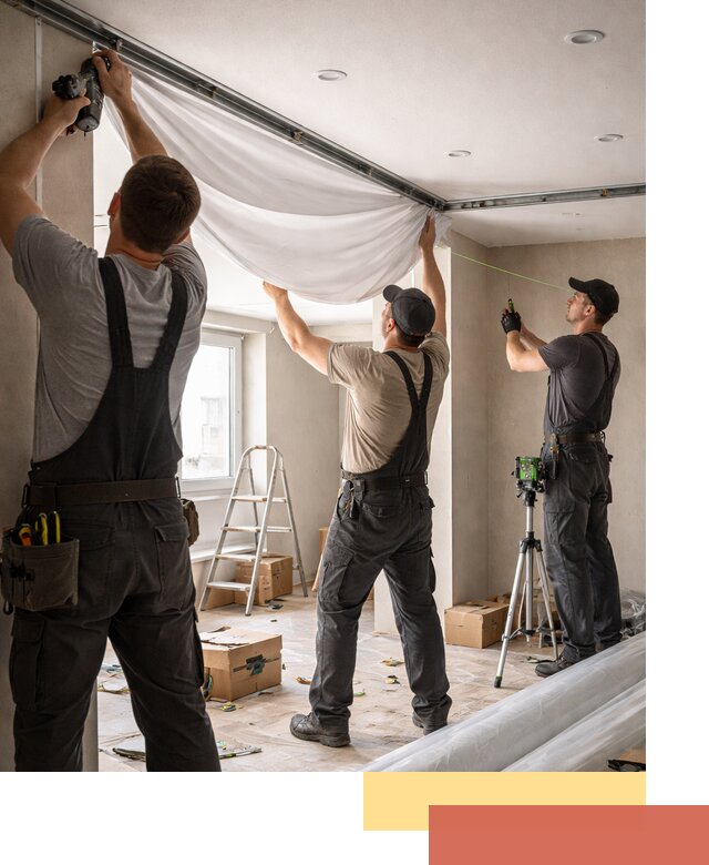 Монтаж парящего натяжного потолка под ключ в Шелехове