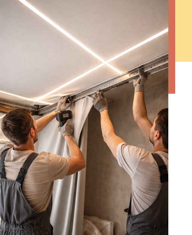 Монтаж натяжного потолка со световыми линиями в Шелехове от 1286 руб. | ОТДЕЛОЧНИК-Шлх