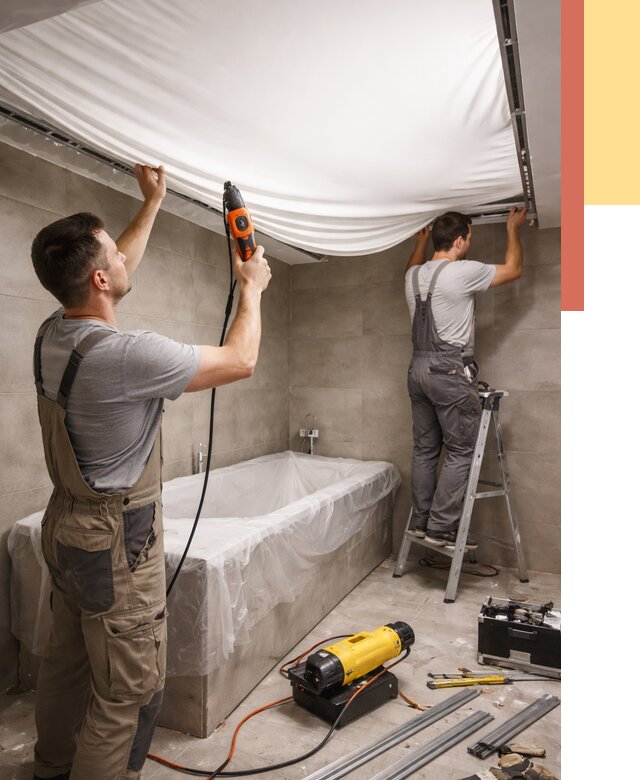 Монтаж натяжного потолка в ванной в Шелехове от 1286 руб. под ключ | ОТДЕЛОЧНИК-Шлх