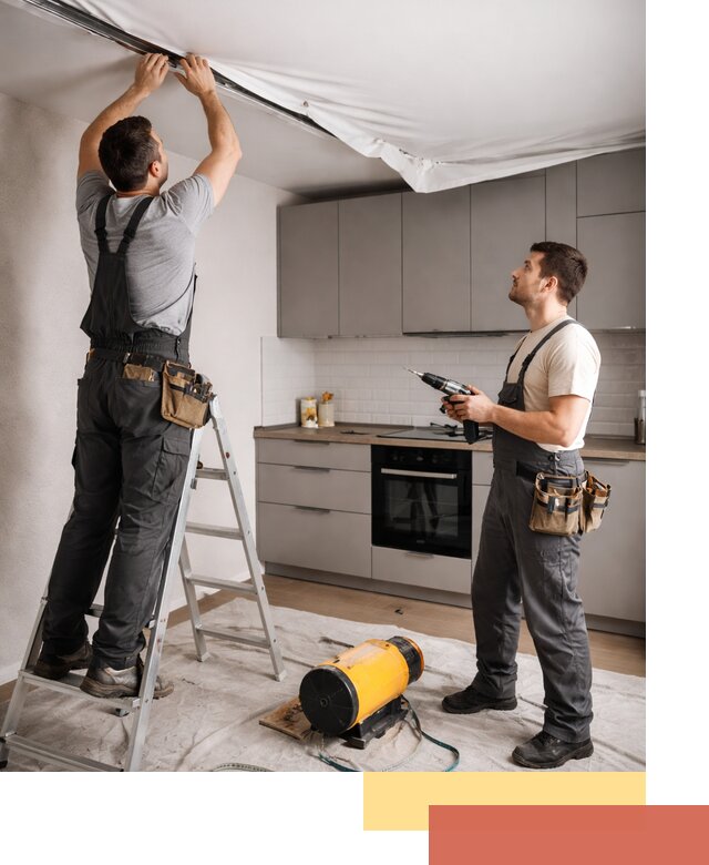 Монтаж натяжного потолка на кухне в Шелехове