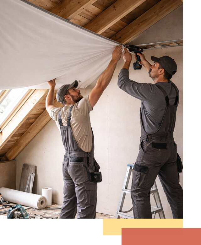 Монтаж натяжного потолка в мансарде в Шелехове