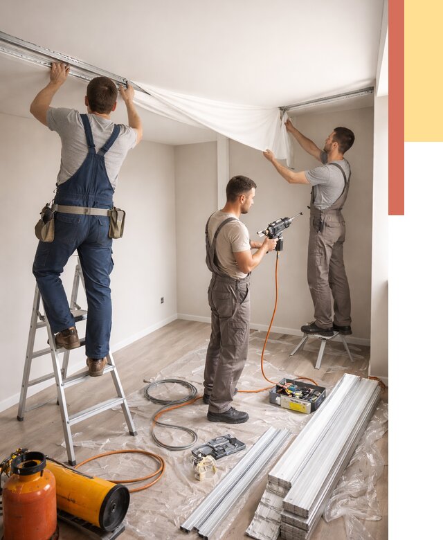 Монтаж натяжного потолка в студии в Шелехове от 5893 руб. — быстро и недорого | ОТДЕЛОЧНИК-Шлх