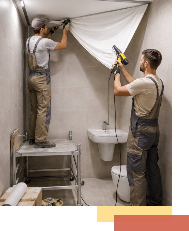 Монтаж натяжного потолка в санузле в Шелехове