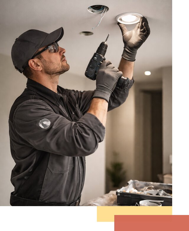 Установка точечных светильников в натяжной потолок в Шелехове