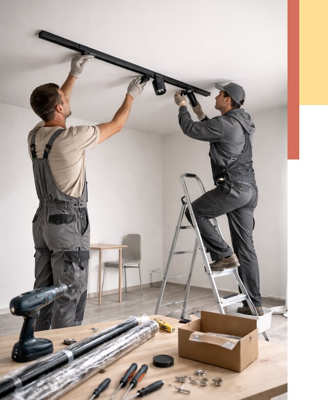 Установка трековых светильников в натяжной потолок в Шелехове от 4500 руб. | ОТДЕЛОЧНИК-Шлх