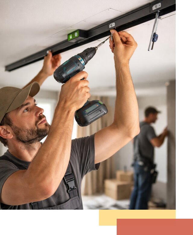 Установка трековых светильников в натяжной потолок в Шелехове