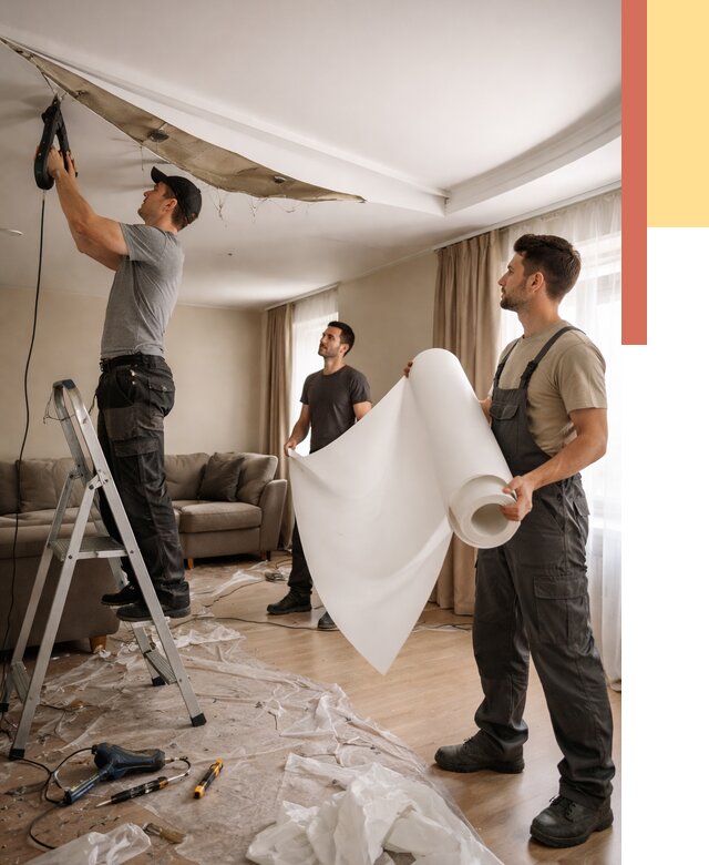 Замена полотна натяжного потолка в Шелехове от 10179 руб. быстро и недорого | ОТДЕЛОЧНИК-Шлх