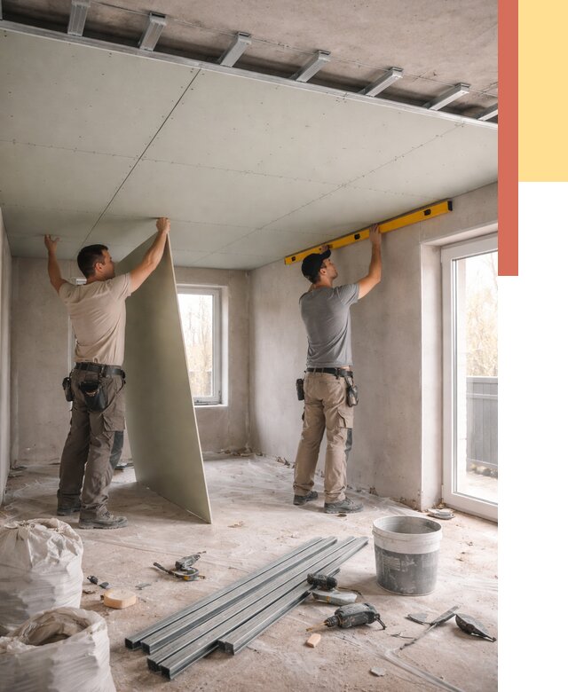 Одноуровневый потолок из гипсокартона в Шелехове от 804 руб. — монтаж под ключ | ОТДЕЛОЧНИК-Шлх