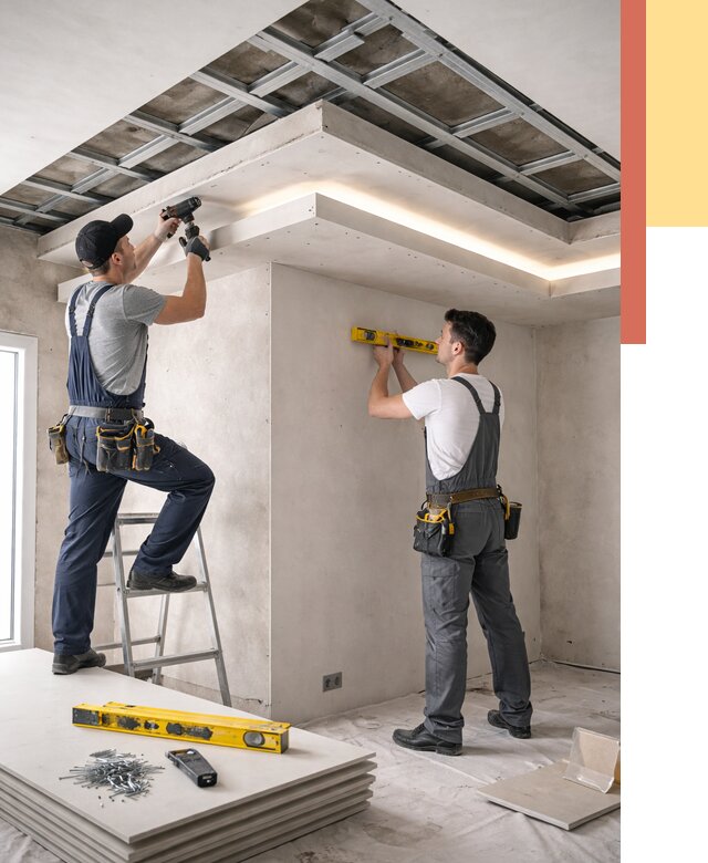 Двухуровневый потолок из гипсокартона в Шелехове от 1554 руб. под ключ | ОТДЕЛОЧНИК-Шлх