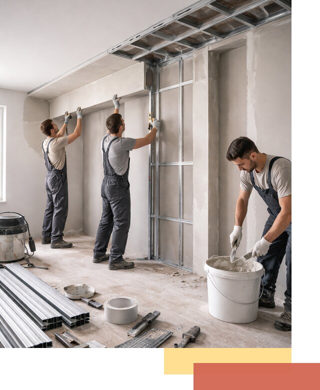 Монтаж потолка из гипсокартона с нишей в Шелехове