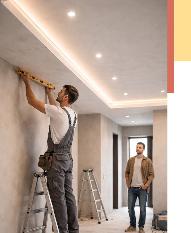 Потолок из гипсокартона с подсветкой в Шелехове от 804 руб./м2 под ключ | ОТДЕЛОЧНИК-Шлх