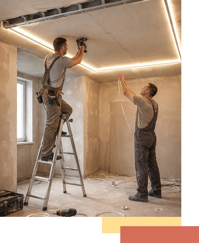 Потолок из гипсокартона с подсветкой в Шелехове