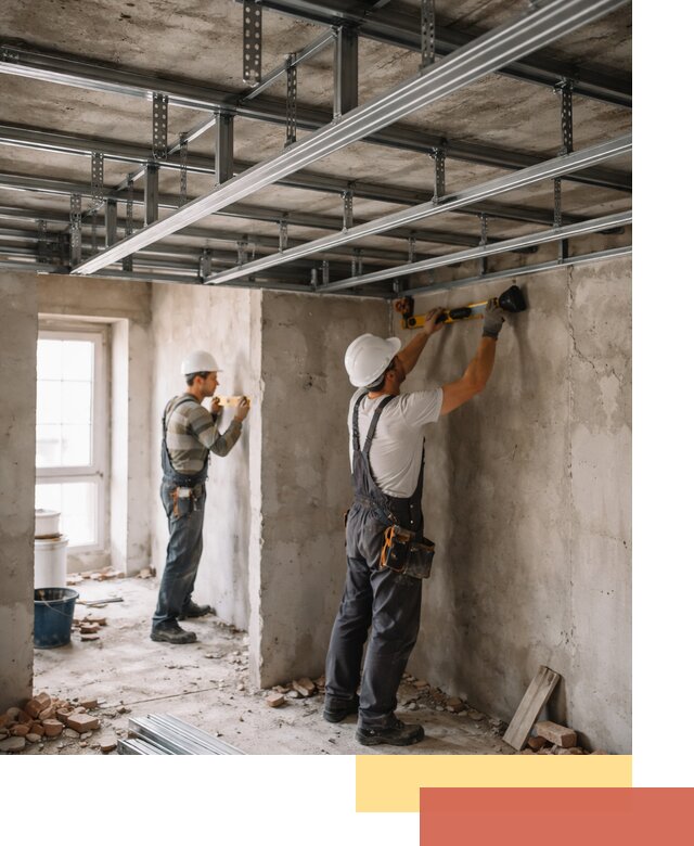 Монтаж каркаса потолка из профильного профиля в Шелехове