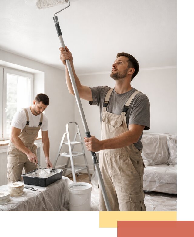 Покраска потолка водоэмульсионной краской в Шелехове