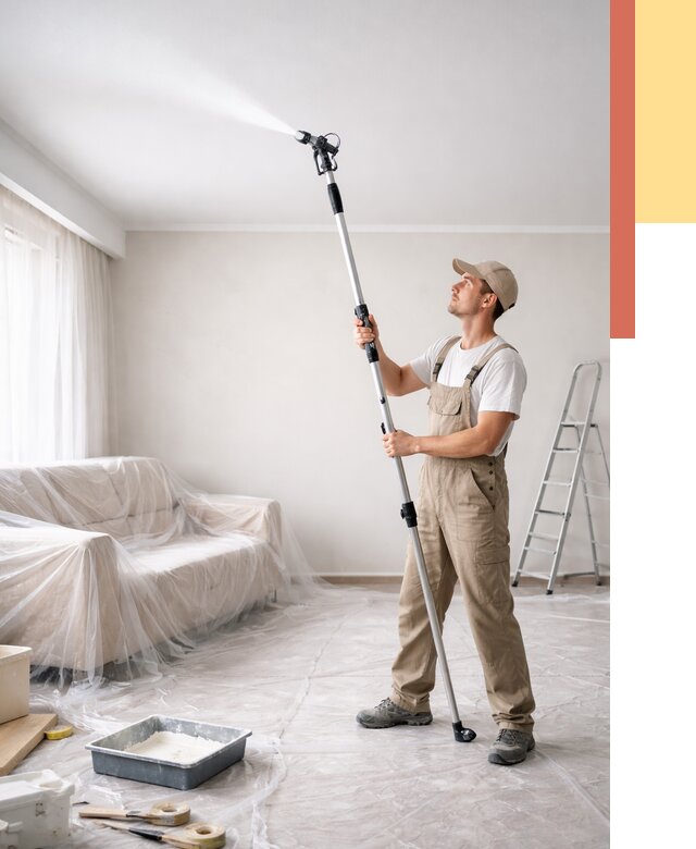 Покраска потолка краскопультом в Шелехове от 4822 руб. быстро и недорого | ОТДЕЛОЧНИК-Шлх