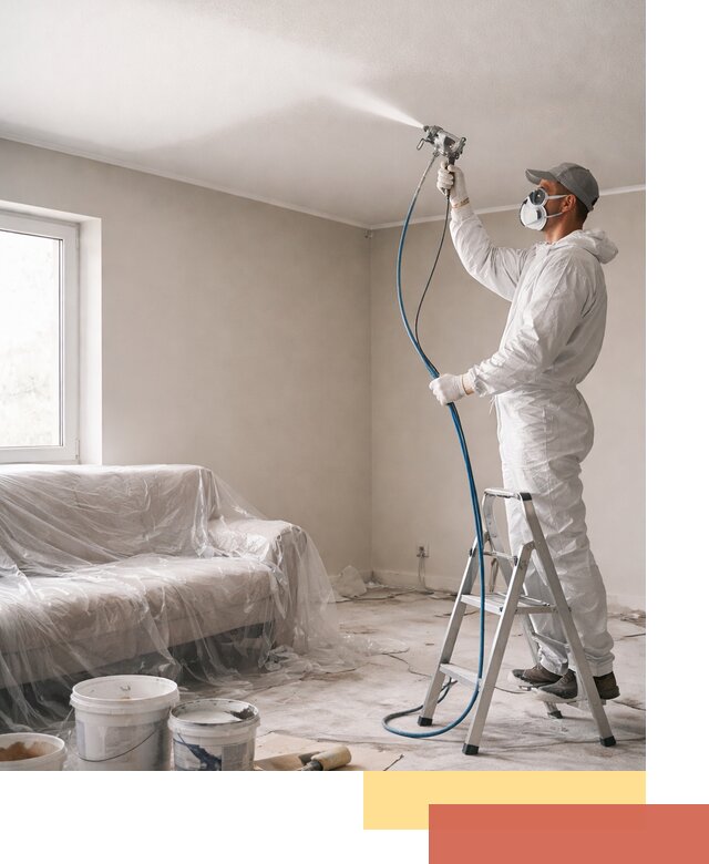 Покраска потолка краскопультом в Шелехове быстро и качественно