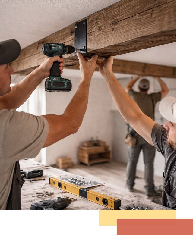 Монтаж декоративных потолочных балок в Шелехове