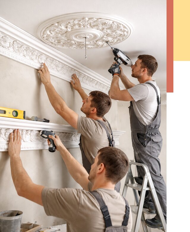 Монтаж лепнины на потолок в Шелехове от 3429 руб. быстро и недорого | ОТДЕЛОЧНИК-Шлх